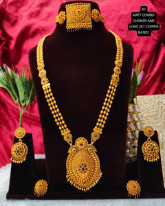 Durga , Premium Quality Copper Base Matt Finish Marathi Style  Necklace Combo -SAMAR001NCH
