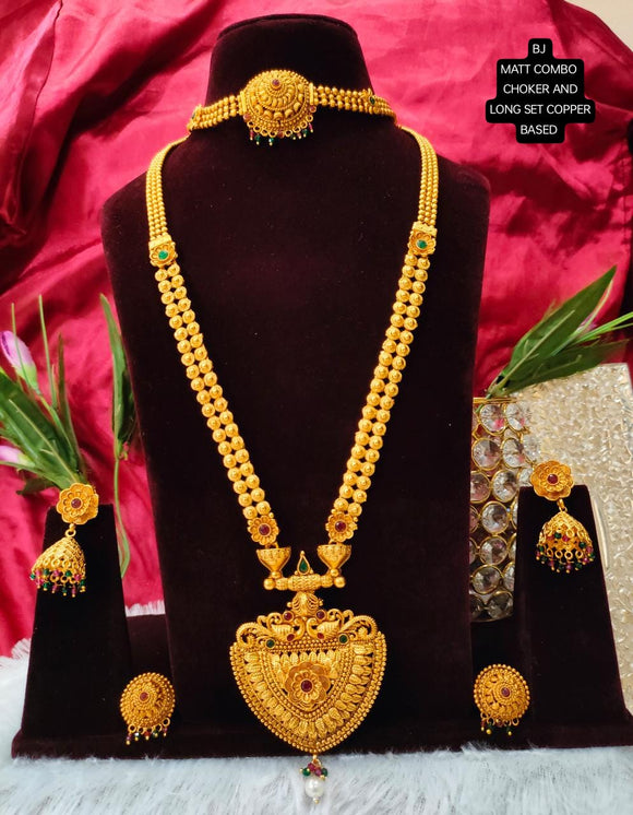 Devangi , Premium Quality Copper Base Matt Finish Marathi Style  Necklace Combo -SAMAR001NCD