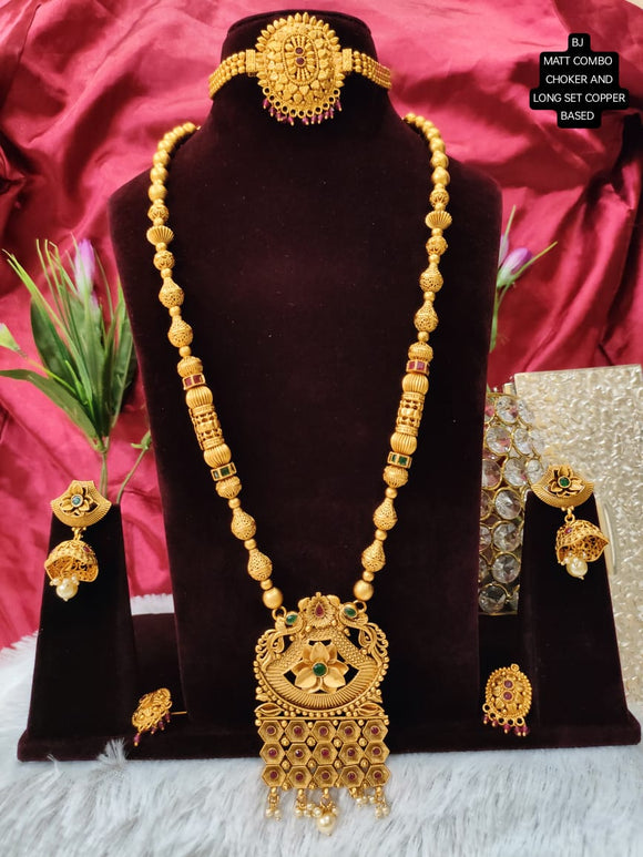 Rajashree , Premium Quality Copper Base Matt Finish Marathi Style  Necklace Combo -SAMAR001NCB