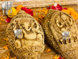 Resin Beautifully  Engraved Ganesh Lakshmi Shankh  Table Decor-LR001STD