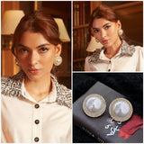 25mm Half Pearl studs with Zirconia Halo for Women-MG001PS