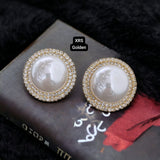 25mm Half Pearl studs with Zirconia Halo for Women-MG001PS