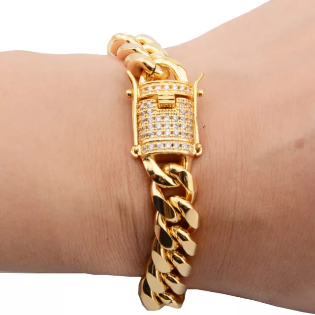 Dubai Gold plated Chennai lock Bracelet chain by IDH Jewellery