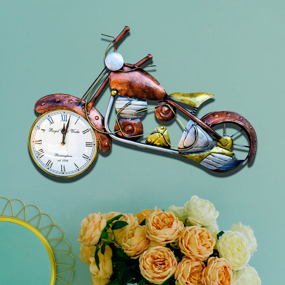 Designer Bike Wall Art Clock for Living Room, Bedroom, Office, Café, and Hotel -GRIH001BW