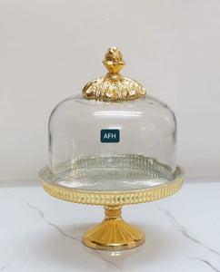 NEWIN ,Victorian Golden Finish  cake dome with Glass platter -GRIH001CD
