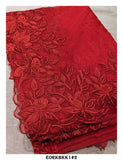 Beautiful Gorgeous Red Floral Embroidered Organza Saree with Blouse-KIA001ESA