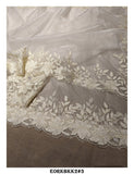 Beautiful Gorgeous White  Floral Embroidered Organza Saree with Blouse-KIA001ESW