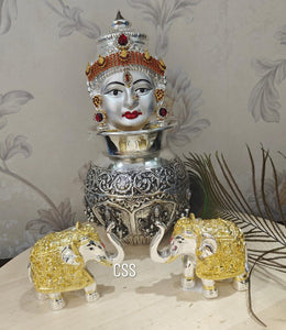 Sowbagya, Vara Maha Lakshmi Vratham Special Amman Face with Kalash and Elephants Combo-CZY001VB