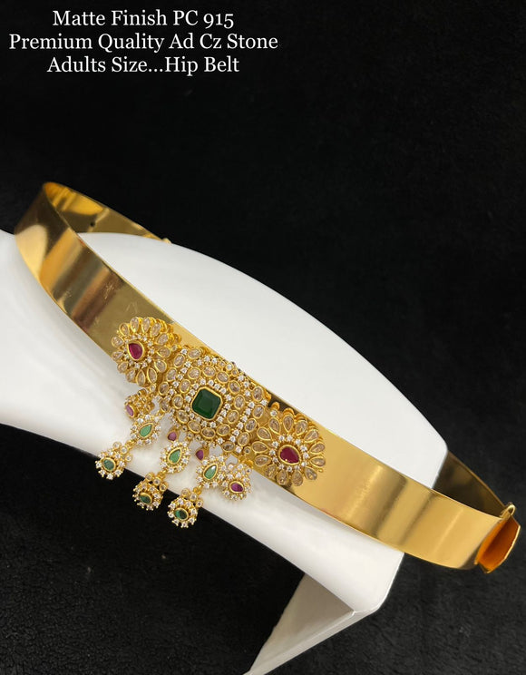 Swarna Prabha, Matt Gold Finish Premium Quality Amercian Diamond Studded Hip Belt for Women -SAY001HBA