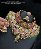 Shivakari , Matte Gold Finish Premium Quality Kemp with Kundan Stone Bridal Choker Set -SAY001BCA