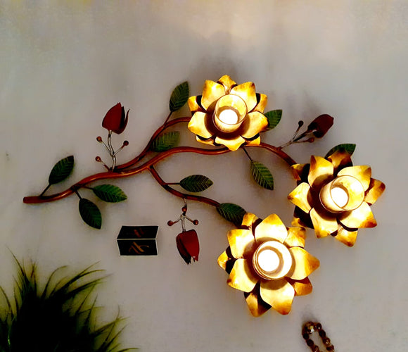 Metal 3 flower tea Light Holder for home decoration-SARVO001MT