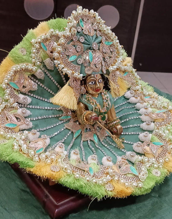 Saawan Special Decorated Poshak  With Mukut For Laddu Gopal - BRIJ001PLG