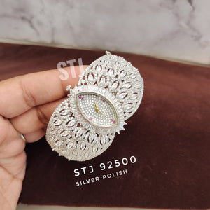 Silver Alshaada  , Silver  Polish American Diamond Watch for Women -LR001ADWB