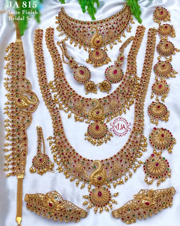 Sri Vidya , elegant matte gold finish Bridal Jewelry Set for Women -ART001BC