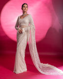 White  New Bollywood Block Buster Design  sequins Saree For Women-SS001RSW