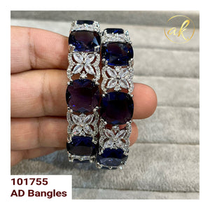Pair of 2, American Diamond Bangles Set for Women -LR001S2B