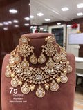 Shub Mangal, Gold Finish Heavy Kundan Necklace Set for Women -SANDY001KNS