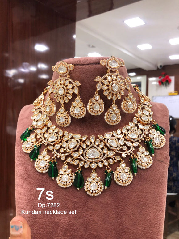 Shub Mangal, Gold Finish Heavy Kundan Necklace Set for Women -SANDY001KNS