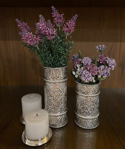 Silver Plated hand crafted Pillar candle holder Cum flower vase -ART001PCS
