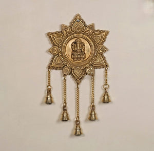 Brass Ganesha wall Hanging with 5 bells-ART001WH