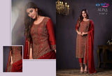 ALINA VOL-4 ,Brick Red  Shade   Semi stitch Salwar suit Material for women-SSS001SSABR