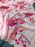 Pastel Pink  Shade Organza Handwork Saree for Women-SSS001PP