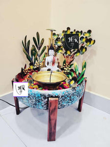 Corner table with fogger Water fountain With 11 inch Resin Buddha-ANUB001FFB