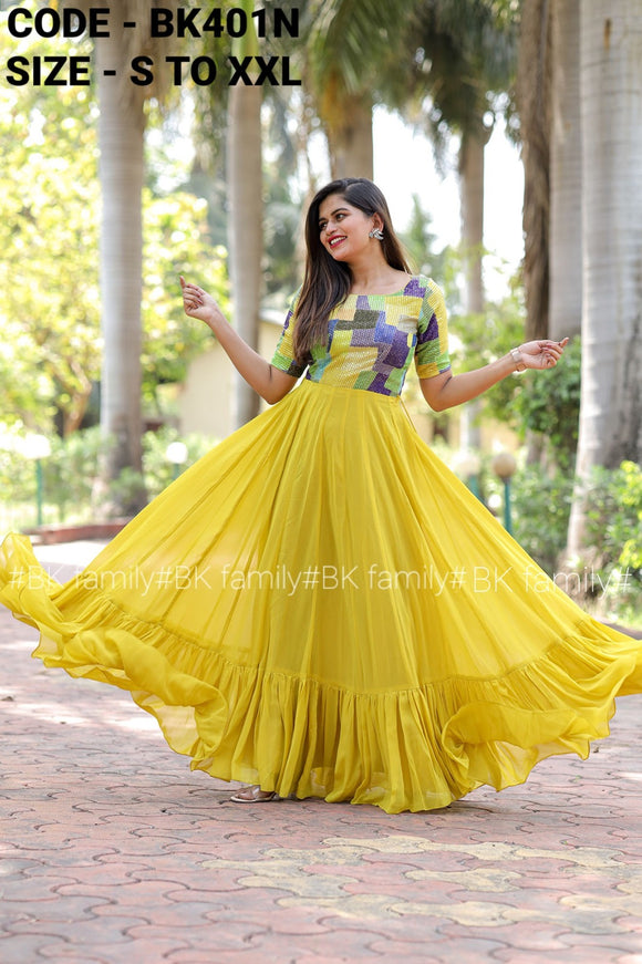 Beautiful Yellow Shade Anarkali Kurta in Georgette-TREND001YK