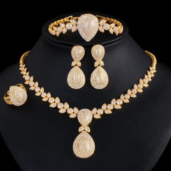 Dubai Gold Plated  Diamond Necklace Combo -DUB001NC