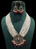 Victorian finishing TEMPLE jewelry (TIRUPATI BALAJI) with chhid puwai and hanging beads-JSK001T
