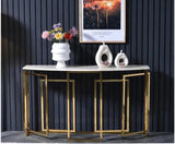 Elegant Entry Way Gold Finish Console with Marble Top - ANUB001EC
