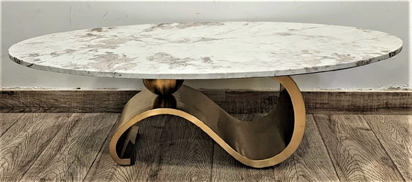 Matt Gold Finish Stainless steel Table With Marble Top -SP001MT
