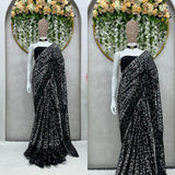 Kaleena , Black Beautiful Designer Sequins Saree for women -SSS001BSS