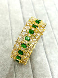 Vidya , Emerald Green Zircone diamond openable bangles in Gold finish -SANDY001EG