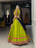 Parrot  Green shade Navratri Collection 2023 Traditional Design Gamthi work Lehenga -SSS001LN