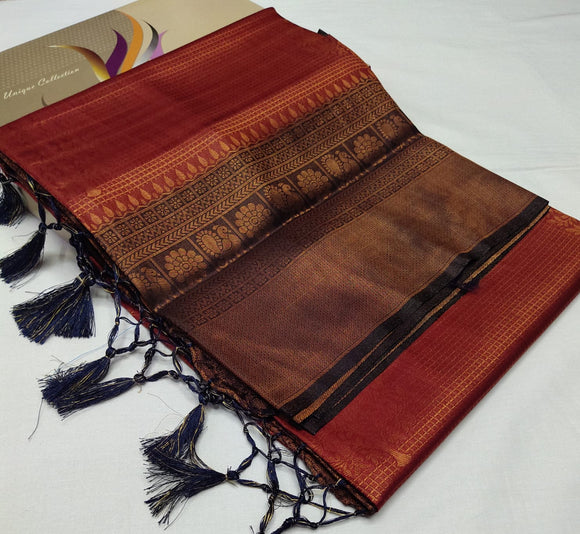 Sulochana ,  Kubera Pattu Copper Soft Silk Saree for Women -SAHEL001KSE