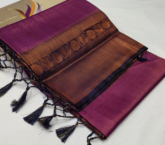 Kanaka ,  Kubera Pattu Copper Soft Silk Saree for Women -SAHEL001KSD