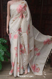 Rosanna, Off White  Tissue Blended Semi Tusser Finish Saree with  Full Body Multi Color Floral Design (Without Blouse)-KIA001TSD