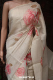 Rosanna, Off White  Tissue Blended Semi Tusser Finish Saree with  Full Body Multi Color Floral Design (Without Blouse)-KIA001TSD