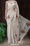 Sun flowers , Off White  Tissue Blended Semi Tusser Finish Saree with  Full Body Multi Color Floral Design (Without Blouse)-KIA001TSC