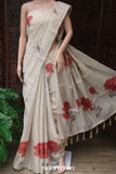 Rosanna , Off White  Tissue Blended Semi Tusser Finish Saree with  Full Body Multi Color Floral Design (Without Blouse)-KIA001TSB