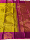 Suhasini , Golden Yellow and Pink Shade Pure Kanjivaram Silk Saree for Women-PIY001PKS