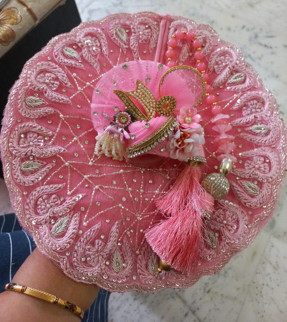 New arrival Janmashtami Special designer Pink  Poshak with Mukut for Laddu Gopal - BRIJ001LG