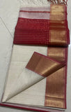 Maheshwari handloom Red and white combination saree-NEWSRISAI001