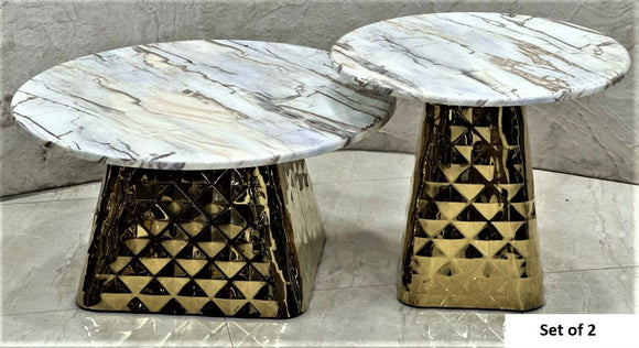 Elantra , elegant Gold Finish Center Tables with Marble Tops-SP001