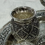 Manohari , Impressive Antique German silver  Peacock Design Thali Set for Puja-SIL001PT
