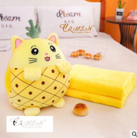 Pineapple Design Crimson Toy Cum Blanket For Kids-GIRI001TKPA