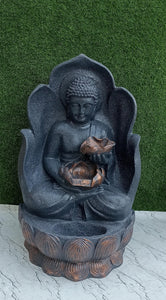 Grey  Finish Patta Buddha water Fountain with Light-KAPI001BFC