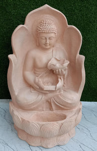 Sand stone Finish Patta Buddha water Fountain with Light-KAPI001BFA