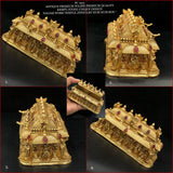 Golden Temple ,  Design Matt Gold Finish Nagashi Work Temple Jewellery Kumkum Box / Sindoor Cheppu for Women -SAY001TDKM